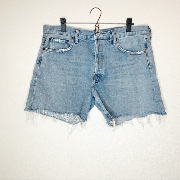 AGOLDE Parker Cut Off Jean Shorts 32 Button Fly Beach Coastal - Picture 2 of 9